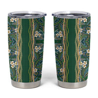 Hawaiian Art Flower Tribal with Lei Tumbler Cup Palaka Pattern Green Color - Polynesian Pride