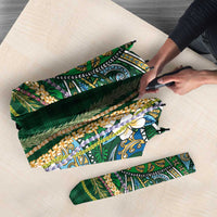 Hawaiian Art Flower Tribal with Lei Umbrella Palaka Pattern Green Color LT03 - Polynesian Pride