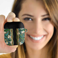 Hawaiian Art Flower Tribal with Lei AirPods Case Palaka Pattern Black Color LT03 - Polynesian Pride
