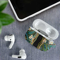 Hawaiian Art Flower Tribal with Lei AirPods Case Palaka Pattern Black Color LT03 - Polynesian Pride