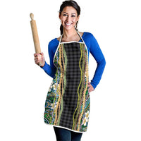 Hawaiian Art Flower Tribal with Lei Apron Palaka Pattern Black Color - Polynesian Pride