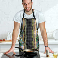 Hawaiian Art Flower Tribal with Lei Apron Palaka Pattern Black Color - Polynesian Pride