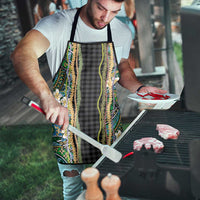 Hawaiian Art Flower Tribal with Lei Apron Palaka Pattern Black Color - Polynesian Pride