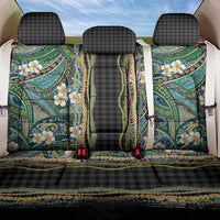 Hawaiian Art Flower Tribal with Lei Back Car Seat Cover Palaka Pattern Black Color LT03 One Size Black - Polynesian Pride