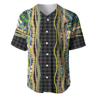 Hawaiian Art Flower Tribal with Lei Baseball Jersey Palaka Pattern Black Color LT03 Black - Polynesian Pride