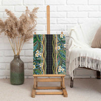 Hawaiian Art Flower Tribal with Lei Canvas Wall Art Palaka Pattern Black Color LT03 - Polynesian Pride