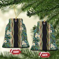 Hawaiian Art Flower Tribal with Lei Ceramic Ornament Palaka Pattern Black Color - Polynesian Pride