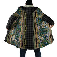 Hawaiian Art Flower Tribal with Lei Cloak Palaka Pattern Black Color LT03 - Polynesian Pride