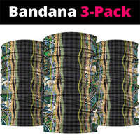 Hawaiian Art Flower Tribal with Lei Neck Gaiter Palaka Pattern Black Color LT03 package One Size: 25*50cm Black - Polynesian Pride
