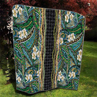 Hawaiian Art Flower Tribal with Lei Quilt Palaka Pattern Black Color - Polynesian Pride