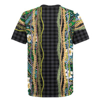 Hawaiian Art Flower Tribal with Lei Rugby Jersey Palaka Pattern Black Color LT03 - Polynesian Pride