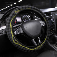Hawaiian Art Flower Tribal with Lei Steering Wheel Cover Palaka Pattern Black Color LT03 Universal Fit Black - Polynesian Pride