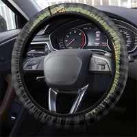 Hawaiian Art Flower Tribal with Lei Steering Wheel Cover Palaka Pattern Black Color LT03 - Polynesian Pride