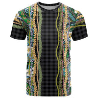 Hawaiian Art Flower Tribal with Lei T Shirt Palaka Pattern Black Color LT03 Black - Polynesian Pride