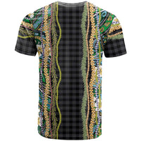 Hawaiian Art Flower Tribal with Lei T Shirt Palaka Pattern Black Color - Polynesian Pride