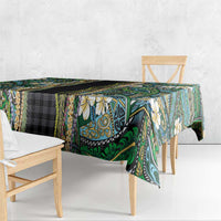 Hawaiian Art Flower Tribal with Lei Tablecloth Palaka Pattern Black Color LT03 - Polynesian Pride