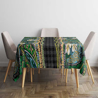 Hawaiian Art Flower Tribal with Lei Tablecloth Palaka Pattern Black Color LT03 - Polynesian Pride