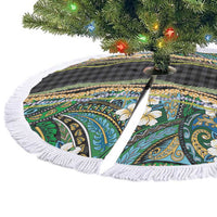 Hawaiian Art Flower Tribal with Lei Tree Skirt Palaka Pattern Black Color LT03 - Polynesian Pride
