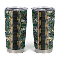 Hawaiian Art Flower Tribal with Lei Tumbler Cup Palaka Pattern Black Color - Polynesian Pride