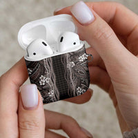 Hawaiian Art Flower Tribal with Lei AirPods Case Palaka Pattern Grayscale LT03 - Polynesian Pride