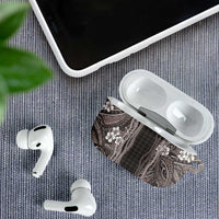 Hawaiian Art Flower Tribal with Lei AirPods Case Palaka Pattern Grayscale - Polynesian Pride