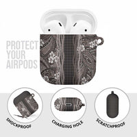 Hawaiian Art Flower Tribal with Lei AirPods Case Palaka Pattern Grayscale LT03 - Polynesian Pride
