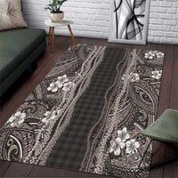 Hawaiian Art Flower Tribal with Lei Area Rug Palaka Pattern Grayscale - Polynesian Pride