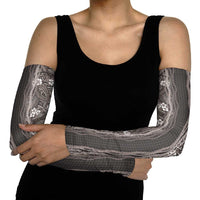 Hawaiian Art Flower Tribal with Lei Arm Sleeves Palaka Pattern Grayscale LT03 - Polynesian Pride