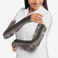 Hawaiian Art Flower Tribal with Lei Arm Sleeves Palaka Pattern Grayscale LT03 - Polynesian Pride