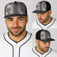 Hawaiian Art Flower Tribal with Lei Baseball Net Cap Palaka Pattern Grayscale LT03 - Polynesian Pride