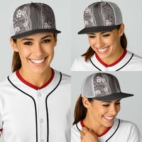 Hawaiian Art Flower Tribal with Lei Baseball Net Cap Palaka Pattern Grayscale LT03 - Polynesian Pride