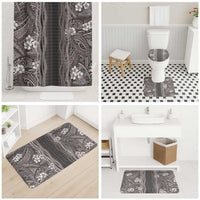Hawaiian Art Flower Tribal with Lei Bathroom Set Palaka Pattern Grayscale - Polynesian Pride