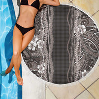 Hawaiian Art Flower Tribal with Lei Beach Blanket Palaka Pattern Grayscale - Polynesian Pride