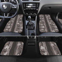 Hawaiian Art Flower Tribal with Lei Car Mats Palaka Pattern Grayscale - Polynesian Pride