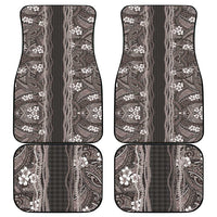 Hawaiian Art Flower Tribal with Lei Car Mats Palaka Pattern Grayscale - Polynesian Pride