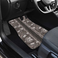 Hawaiian Art Flower Tribal with Lei Car Mats Palaka Pattern Grayscale - Polynesian Pride