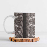 Hawaiian Art Flower Tribal with Lei Ceramic Mug Palaka Pattern Grayscale LT03 Gray - Polynesian Pride