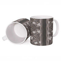 Hawaiian Art Flower Tribal with Lei Ceramic Mug Palaka Pattern Grayscale LT03 - Polynesian Pride