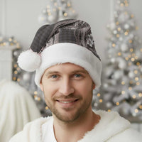 Hawaiian Art Flower Tribal with Lei Christmas Santa Hat Palaka Pattern Grayscale - Polynesian Pride