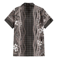Hawaiian Art Flower Tribal with Lei Family Matching Mermaid Dress and Hawaiian Shirt Palaka Pattern Grayscale - Polynesian Pride