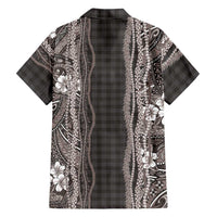 Hawaiian Art Flower Tribal with Lei Hawaiian Shirt Palaka Pattern Grayscale LT03 - Polynesian Pride