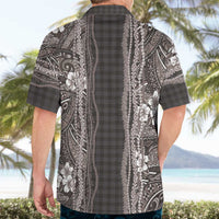 Hawaiian Art Flower Tribal with Lei Hawaiian Shirt Palaka Pattern Grayscale LT03 - Polynesian Pride
