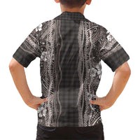 Hawaiian Art Flower Tribal with Lei Hawaiian Shirt Palaka Pattern Grayscale LT03 - Polynesian Pride