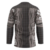 Hawaiian Art Flower Tribal with Lei Hockey Jersey Palaka Pattern Grayscale LT03 - Polynesian Pride
