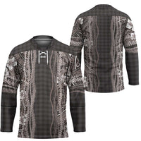 Hawaiian Art Flower Tribal with Lei Hockey Jersey Palaka Pattern Grayscale LT03 - Polynesian Pride
