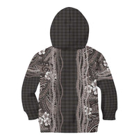 Hawaiian Art Flower Tribal with Lei Kid Hoodie Palaka Pattern Grayscale - Polynesian Pride