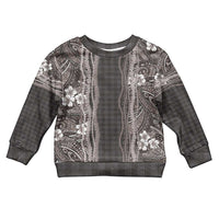 Hawaiian Art Flower Tribal with Lei Kid Ugly Christmas Sweater Palaka Pattern Grayscale - Polynesian Pride