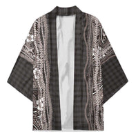 Hawaiian Art Flower Tribal with Lei Kimono Palaka Pattern Grayscale - Polynesian Pride