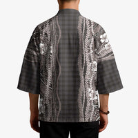 Hawaiian Art Flower Tribal with Lei Kimono Palaka Pattern Grayscale - Polynesian Pride