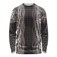 Hawaiian Art Flower Tribal with Lei Long Sleeve Shirt Palaka Pattern Grayscale LT03 Unisex Gray - Polynesian Pride